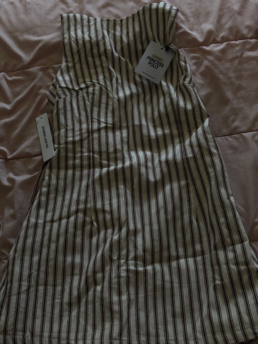 Princess Polly Striped Sleeveless Dress - Cream & Brown Stripes